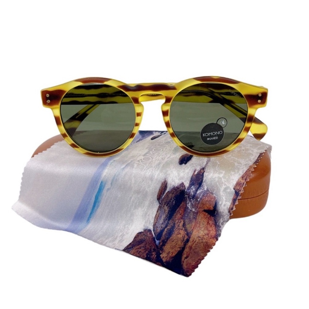 Komono Sunglasses NWT NEW The Clement Safari Yellow and Brown Round - Picture 5 of 14